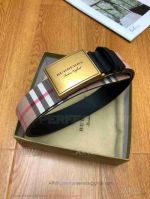 AAA Quality Burberry Leather Belt Vintage Check Logo Bronze Buckle